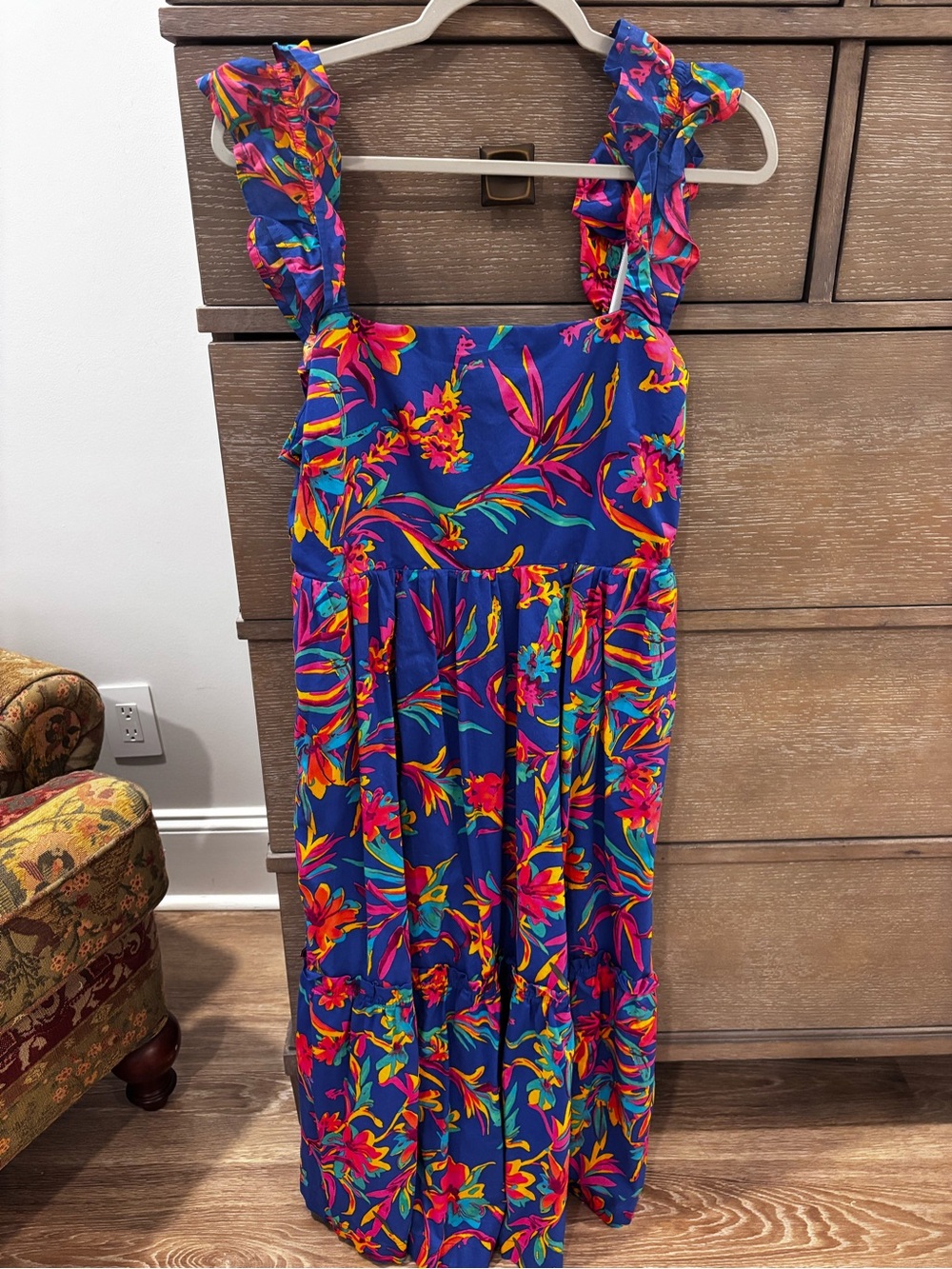 J. Crew Factory Multicolor Floral Maxi Dress on Blue